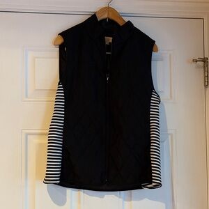 Talbots Black Quilted Vest with Striped Accents